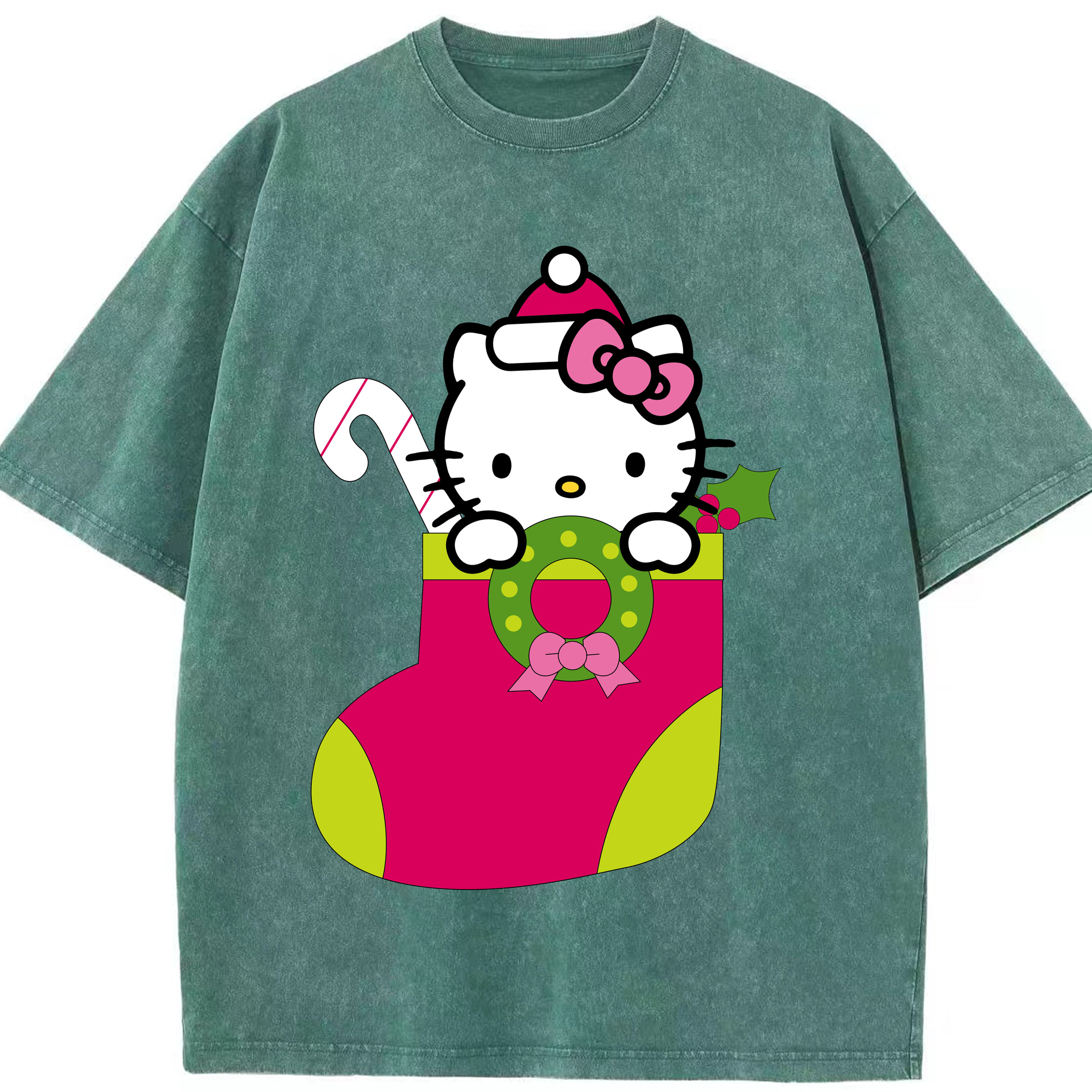 （画像用） Hello Kitty ハローキティ 綿100% ヴィンテージ風 半袖Tシャツ（フロントプリント）